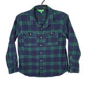 Mens Dip Green & Blue Plaid Button Up Flannel Shirt 100% Cotton Long Sleeve XL